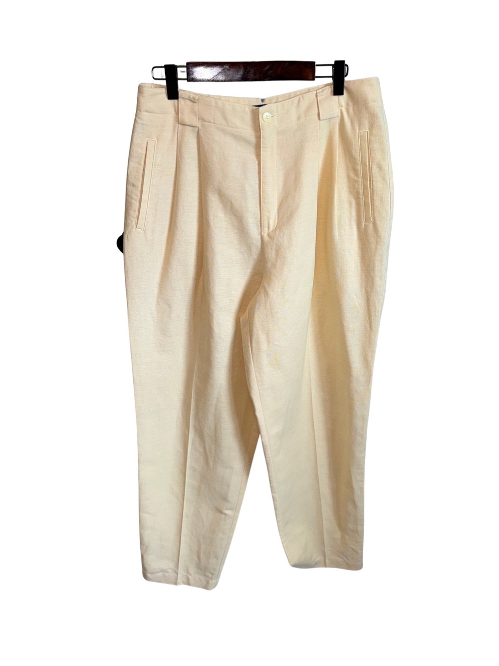 Vintage 90s Liz Claiborne Women’s Linen Cotton Blend Baby Pastel Yellow Chinos